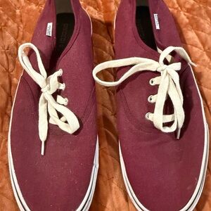 H&M Burgundy Canvas Sneakers with White Laces